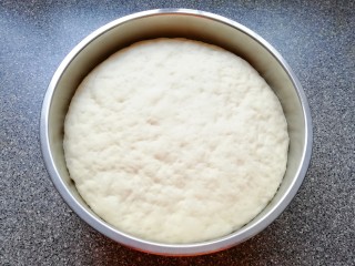 12、韭菜素馅包子,面团也发酵好了。