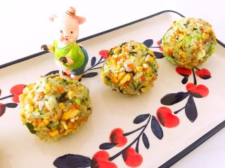 16、西兰花紫菜饭团,用手团成美丽的饭团