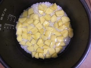 4、超满足便当（21）,米饭淘好 先放土豆块 铺平