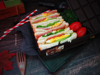 8、十味 三明治减肥便当,配菜根据自己喜欢放就好了， 做好了第二天外出食用很方便哦