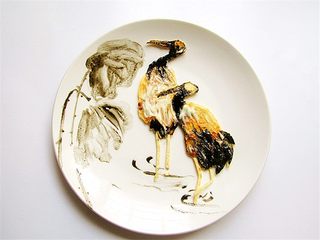 7、国画风趣味餐,黑芝麻酱画出荷叶