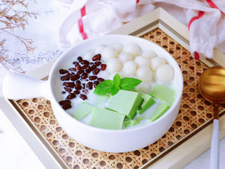 15、抹茶奶冻白玉丸子,成品图