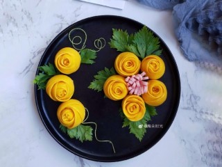 24、南瓜玫瑰花馒头,成品图