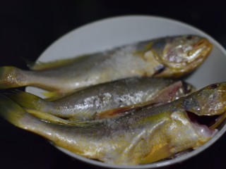 1、寻鲜记——雪菜黄鱼面,黄鱼洗净,沥水后加1茶匙盐抹匀,腌30分钟左右。