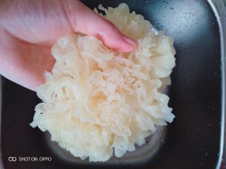 4、绿豆雪耳汤,雪耳很快就泡发了