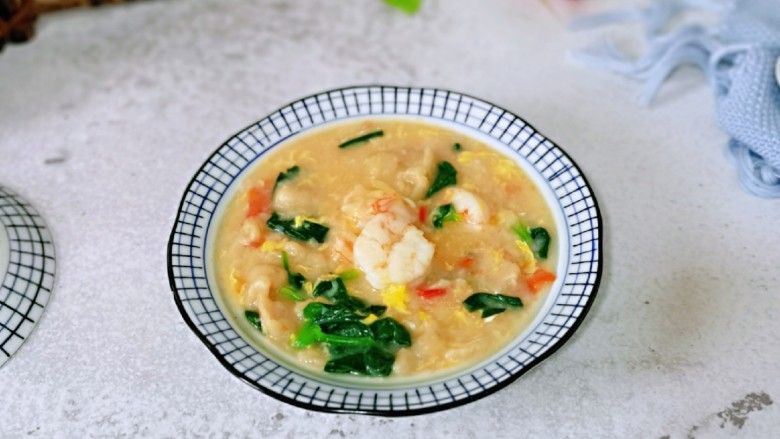 快手早餐-虾仁时蔬面疙瘩