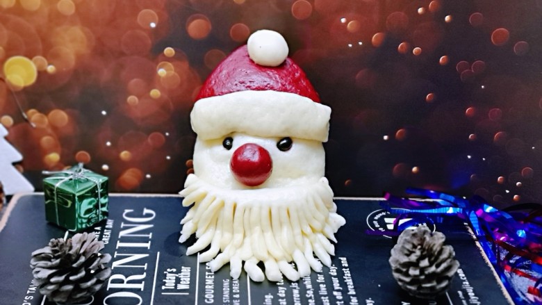 不一样的面食-圣诞老人馒头