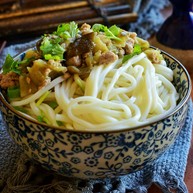 茄子肉末打卤面