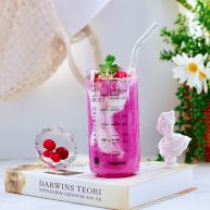 火龙果蔓越莓麦片酸奶昔