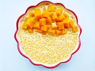 11、南瓜西米露,再放一些煮熟的南瓜块，