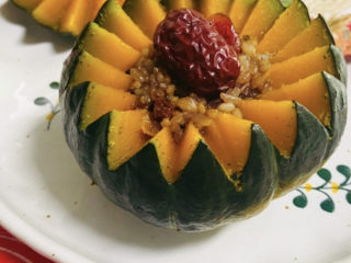 13、糯米南瓜盅,好看又好吃