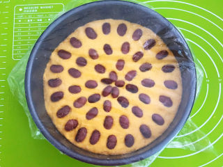 24、南瓜蒸糕,盖上保鲜膜二次饧发