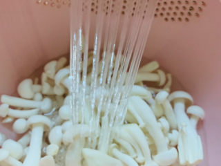 5、白玉菇鸡蛋汤,清水冲洗干净