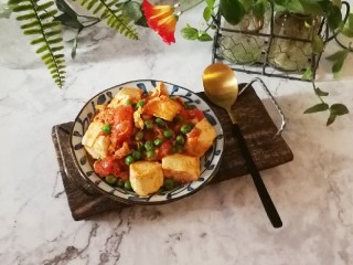 15、番茄鸡蓉烩豆腐,出锅了