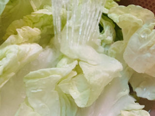 3、白菜包肉,一片一片白菜用水洗净,洗的过程轻些不要弄破
