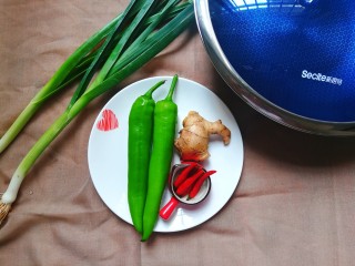 2、青椒烧鸭块,把食材准备好