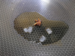 6、玫瑰凤爪,热锅倒入适量油，放入冰糖和八角。