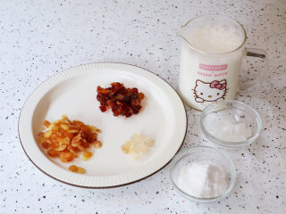 1、桃胶奶冻,准备好材料