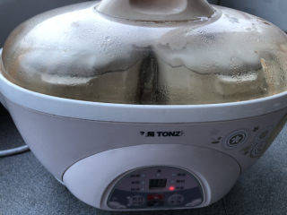 10、花胶鸽子金汤,肉比较多就用了两个炖盅来炖，炖上两个小时。