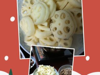 3、排骨火锅,藕切片、金针菇洗净