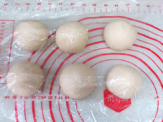 5、经典软餐包【黄油面包卷】,平均分成6份，约60克/个，滚圆，盖保鲜膜松弛15分钟