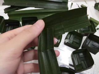 2、泰國椰汁西米糕- 更新班蘭盒子制作圖,如圖 從中間開始疊 每片從上疊上去