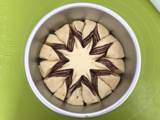14、圣诞雪花面包,把8寸活底模具的四周壁抹上融化的黄油