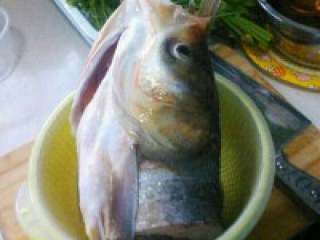 1、自制【鱼头豆腐火锅】,把准备好的鱼头处理干净沥 水备用。