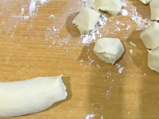 18、年夜饭+韭菜猪肉馅饺子详解,手力均匀，抓住面的一头，用力一抖，就是一个小剂子。