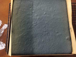 29、抹茶奶冻竹炭卷,出炉后再震一下烤盘,散出底部热气