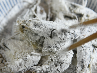 5、干锅香辣虾重现江湖，在鲜、香、辣中体验畅快人生！,将腌制好的虾放入盘中，倒入适量淀粉，均匀裹粉