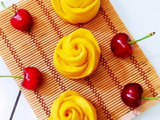 15、南瓜花样馒头,漂亮的玫瑰花