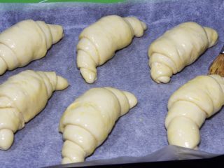 23、原味牛角面包,发酵完成刷上鸡蛋液。