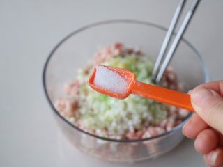 5、老家肉饼,加入盐；