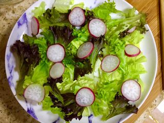 6、????健康瘦身➕营养的吞拿鱼蔬菜沙拉,铺在罗莎生菜上面