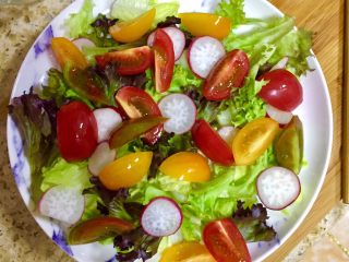 8、????健康瘦身➕营养的吞拿鱼蔬菜沙拉,继续散开铺上