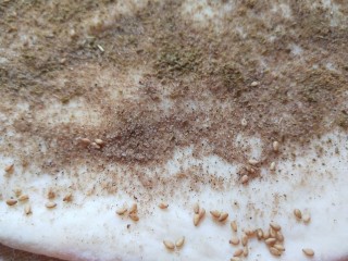 6、椒盐小花卷,在撒上适量孜然粉。