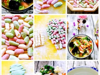 6、彩色肉丁、海鲜贝壳面#王氏私房菜#,来个集体照