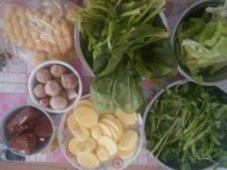 6、香辣丸子火锅,这是配菜，喜欢吃什么放什么。