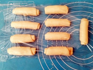 14、蟹壳黄烧饼,盖上保鲜膜醒发15分钟,步骤不建议省略。