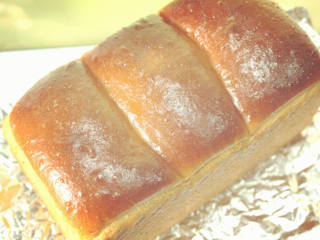 4、云朵一样绵软的北海道吐司面包,每个面团压平成长方形,宽度与土司盒相同,长度能由外向里卷2圈即可,一定要卷略紧,再次松弛10分钟