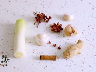 3、麻辣香锅,主要香料合影。如果花椒麻味小,可以加适量的麻椒。另外准备好麻辣火锅底料及豆瓣酱。