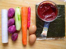 1、太阳花寿司,原料图如图。