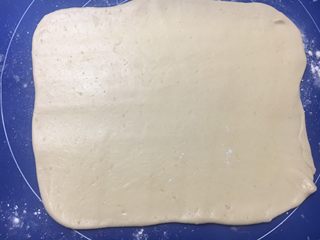 16、中种葡萄干吐司,面团按压排气后擀成长方形