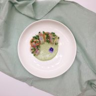 鲜鱼牛油果柠檬奶酪卷佐香菜芥末酱