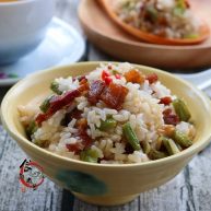 五花肉蒜香腊味焖饭