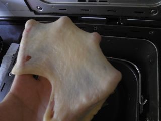 5、蛋黄酥黄油版,揉到能扯出大片薄膜为止。揉好的面团 盖上保鲜膜禁置松弛一小时