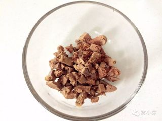 2、宝宝辅食：番茄鸡肝/猪肝汤,将猪肝/鸡肝切细丁，放在一边备用。