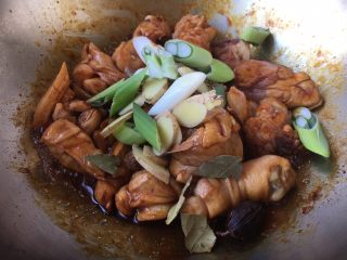 9、小鸡炖蘑菇,放入步骤4的佐料。