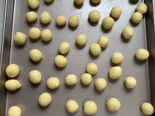 8、玛格丽特,面团搓成小球,这个过程可以和小盆友一起操作